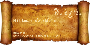Wittman Ádám névjegykártya